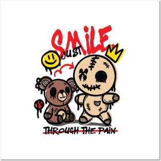 Bestfriends Bear and Boy Smile Through The Pain Posters and Art
